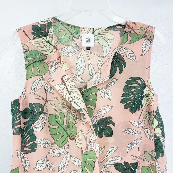 Cabi Women's Tropical Peach Sleeveless Semi Sheer Shirt Shell Blouse Tank Top - Picture 2 of 10